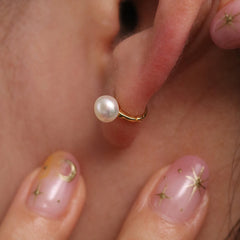 Fresh Water Pearl Huggie Earring-1