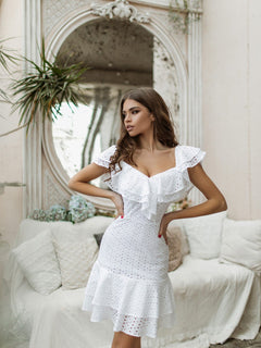 Lavender Off Shoulder Dress | Ruffle Mini | Petite XXS-M | GLOWSYOU-13