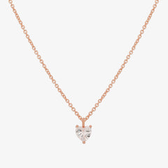 Plain heart cubic pendant necklace-3