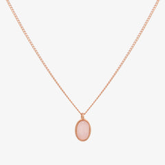 Gemstone oval pendant necklace-4