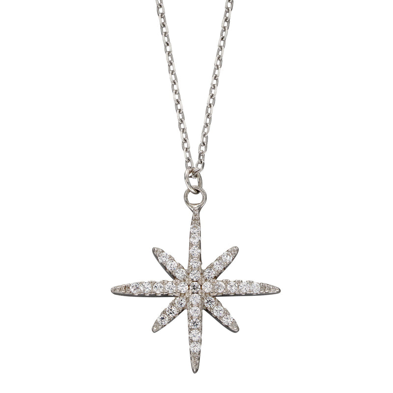 Beginnings Pave Set Cubic Zirconia Starburst Necklace