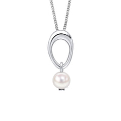 Beginnings Open Organic Oval and Freshwater Pearl Drop Pendant