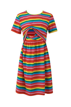Rainbow Breastfeeding Skater Dress | Colourful Nursing Dress | MilkyMoon-4